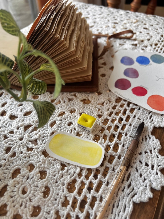 Godet d’aquarelle artisanale Jaune nickel - Pigments Extra-fins