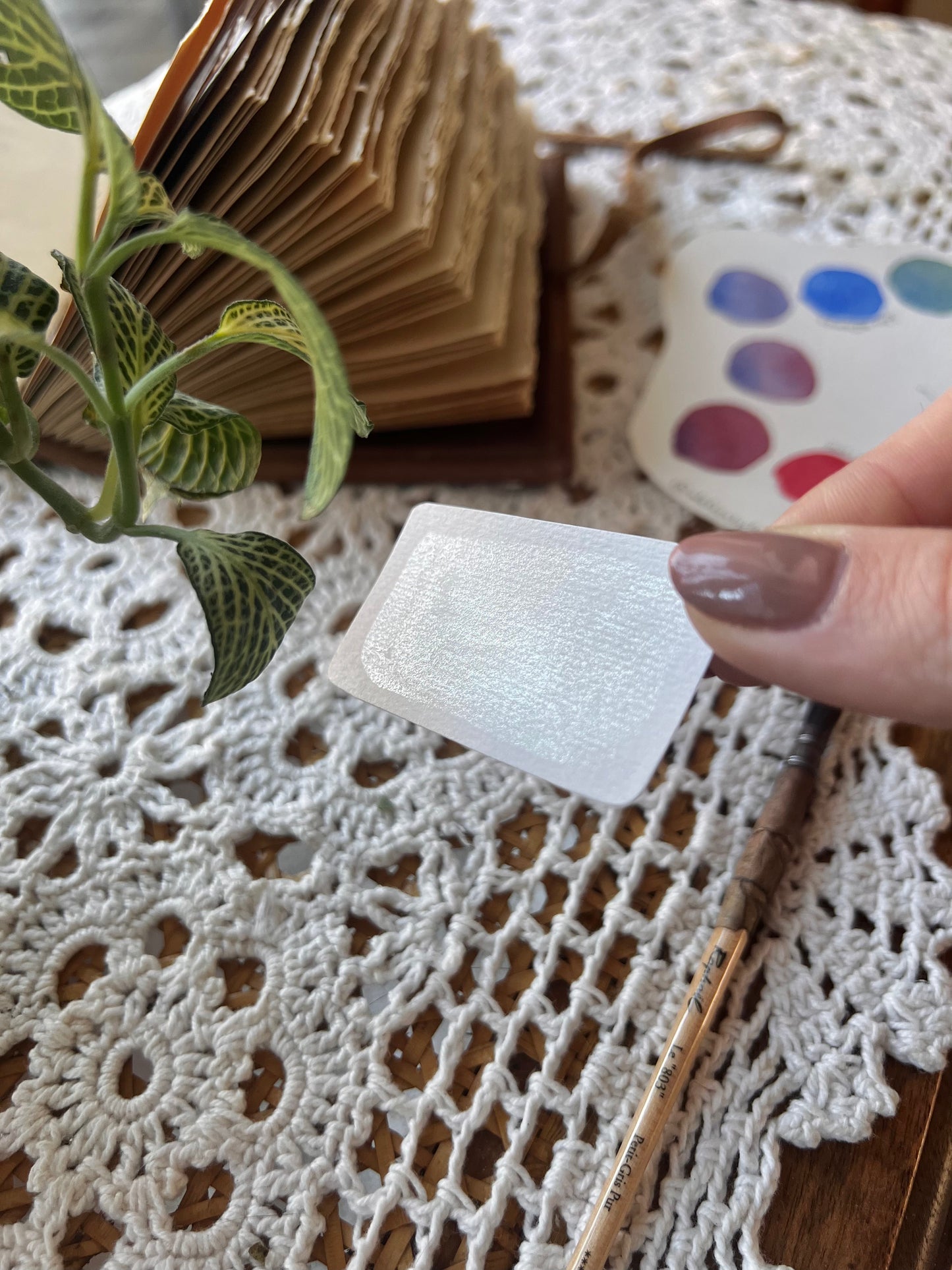 Godet d’aquarelle artisanale Argenté (mica) - Effet Métallique