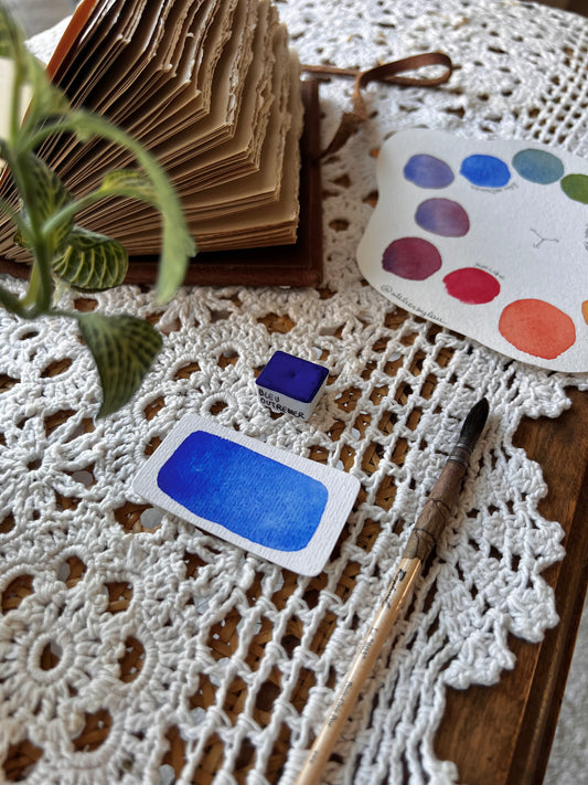Godet d’aquarelle artisanale Bleu Outre-mer - Pigments Extra-fins