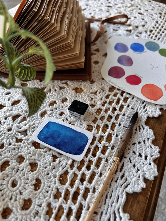 Godet d’aquarelle artisanale Bleu de Prusse - Pigments Extra-fins