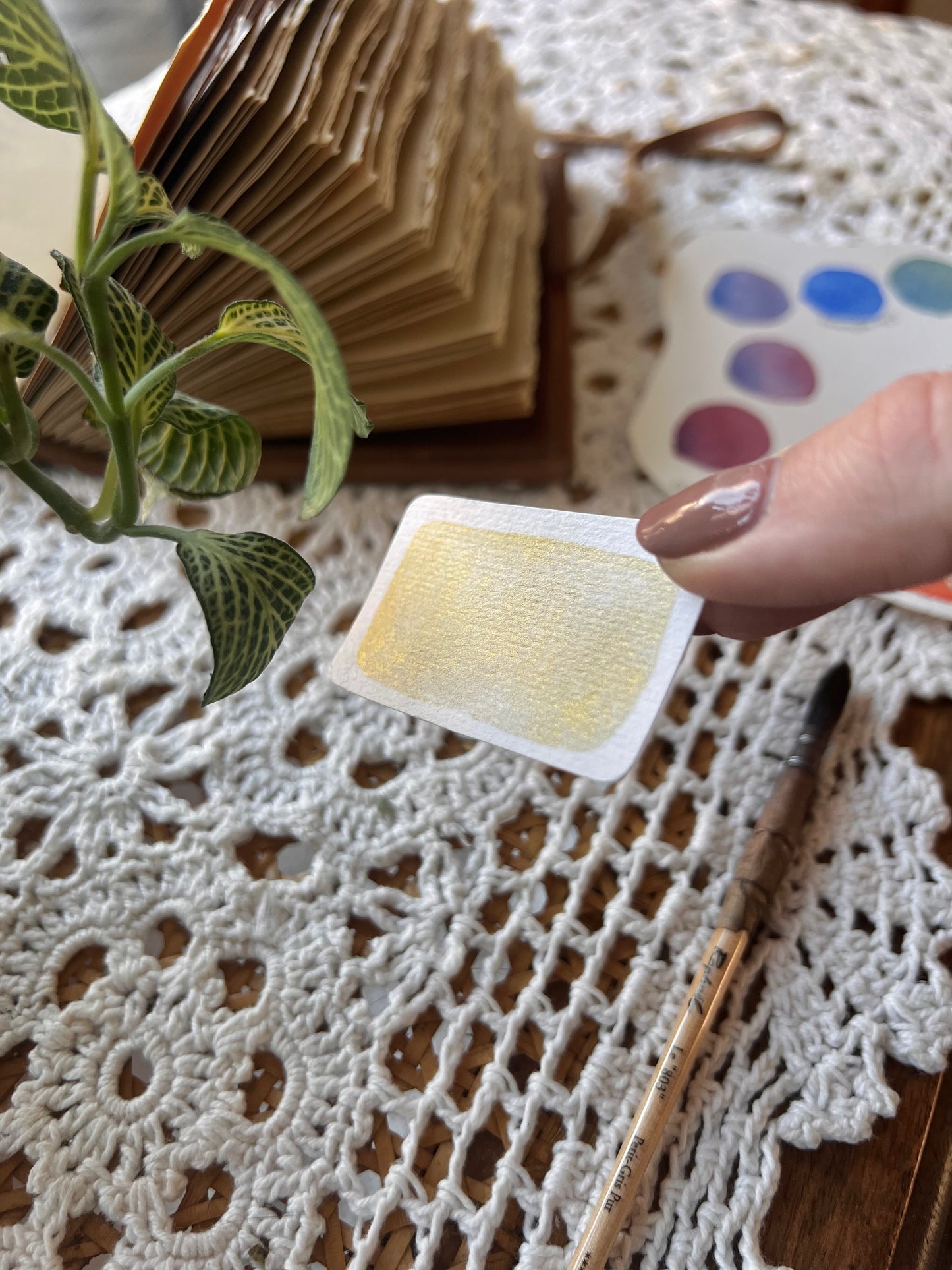 Godet d’aquarelle artisanale Doré (mica) - Effet Métallique