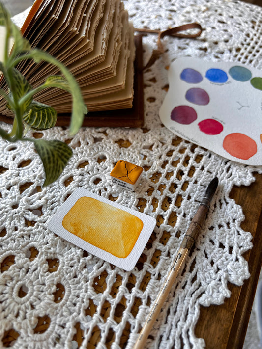 Godet d’aquarelle artisanale Jaune de Naples - Pigments Extra-fins
