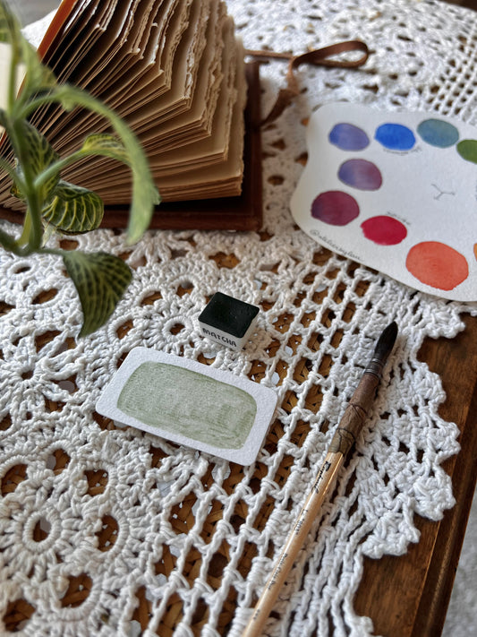 Godet d’aquarelle artisanale Matcha - Pigments Extra-fins