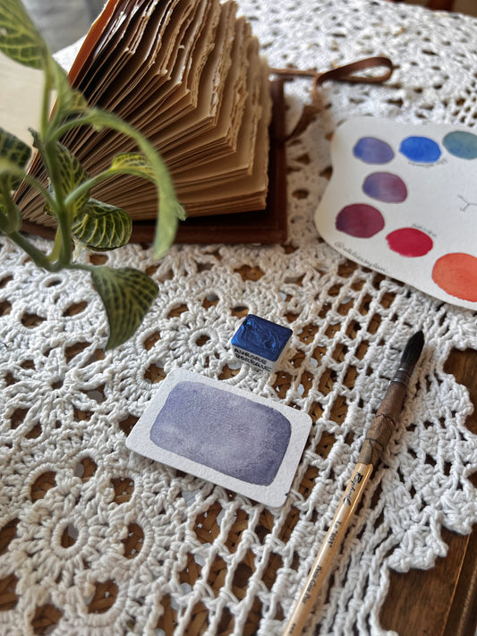 Godet d’aquarelle artisanale Aurore Boréale (mica) - Effet Scintillant