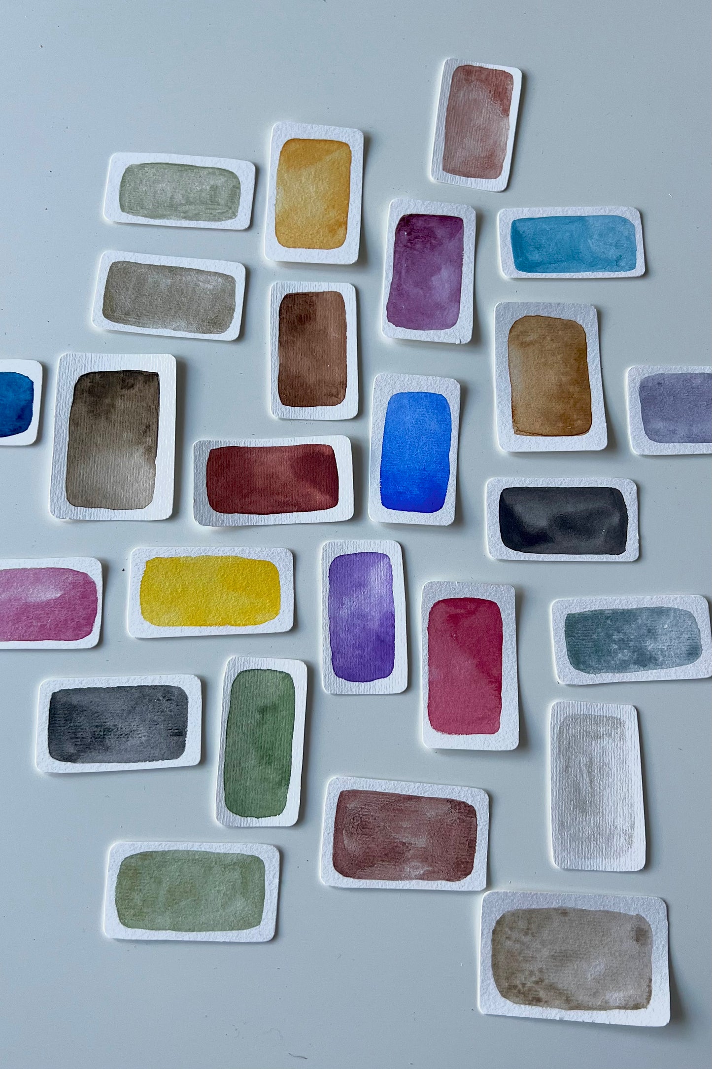 Tests des couleurs d'aquarelle artisanale - Fabrication locale, faits au Canada, à Montréal dans mon Atelier by Lau