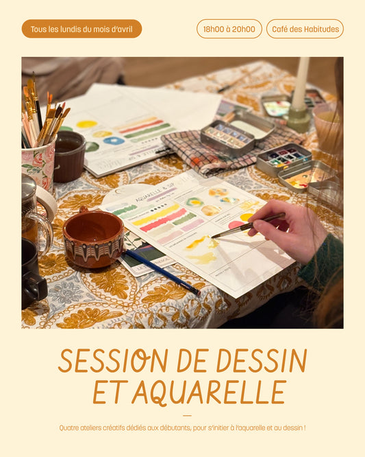 Sessions créatives de dessin et aquarelle/4cours AVRIL