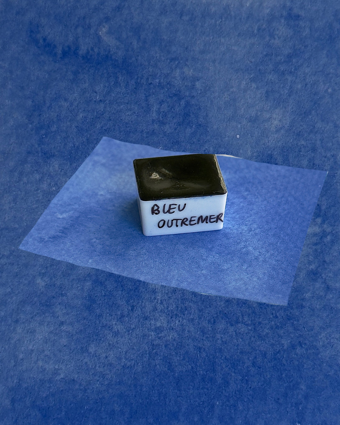 Aquarelle artisanale - Bleu Outre-mer