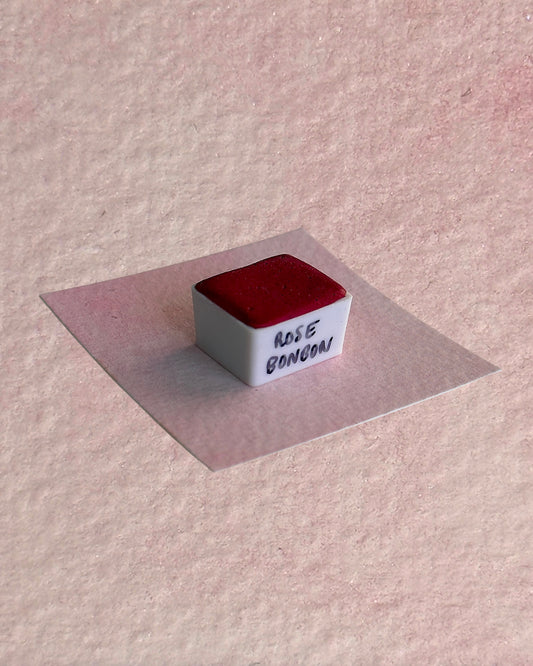 Aquarelle artisanale - Rose Bonbon
