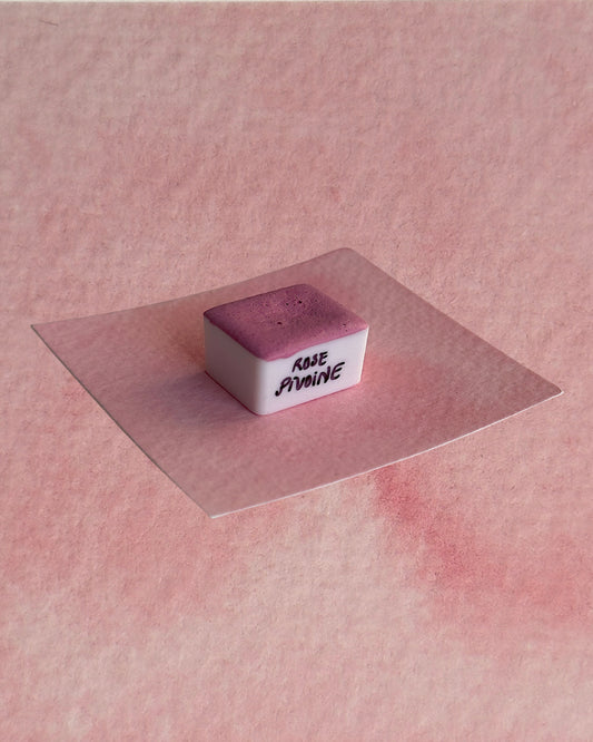 Aquarelle artisanale - Rose Pivoine