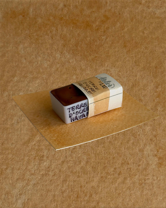 Aquarelle artisanale - Terre d'ocre havane
