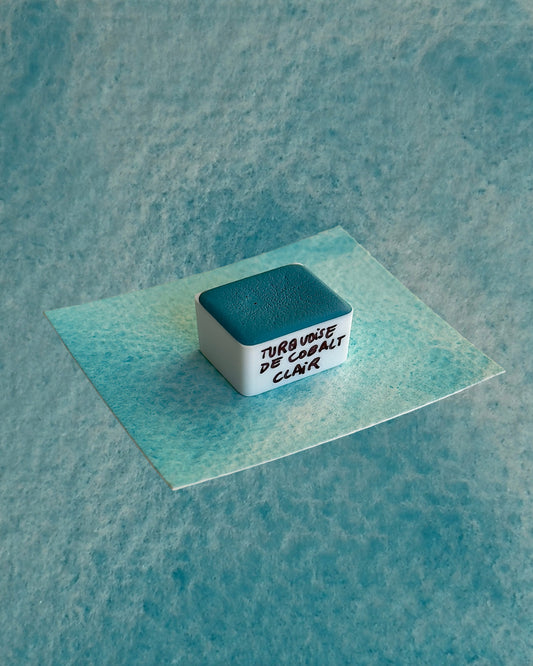 Aquarelle artisanale - Turquoise de cobalt clair