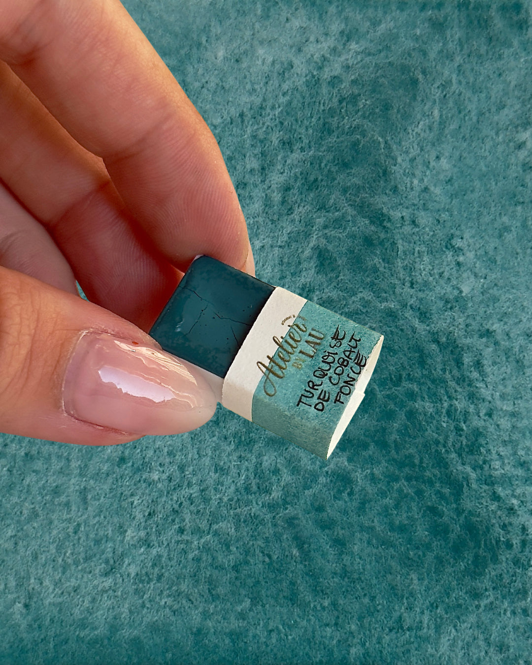 Aquarelle artisanale - Turquoise de cobalt foncé