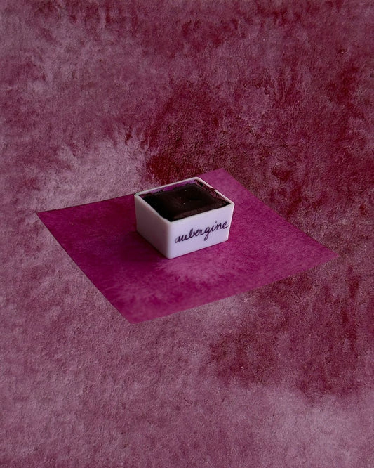 Aquarelle artisanale - Aubergine