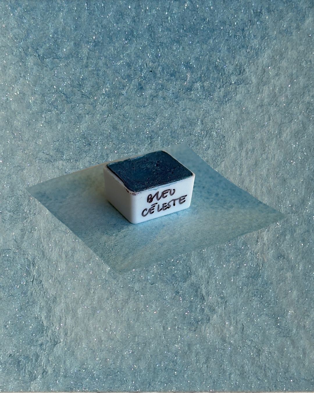 Aquarelle artisanale - Bleu Céleste (mica)