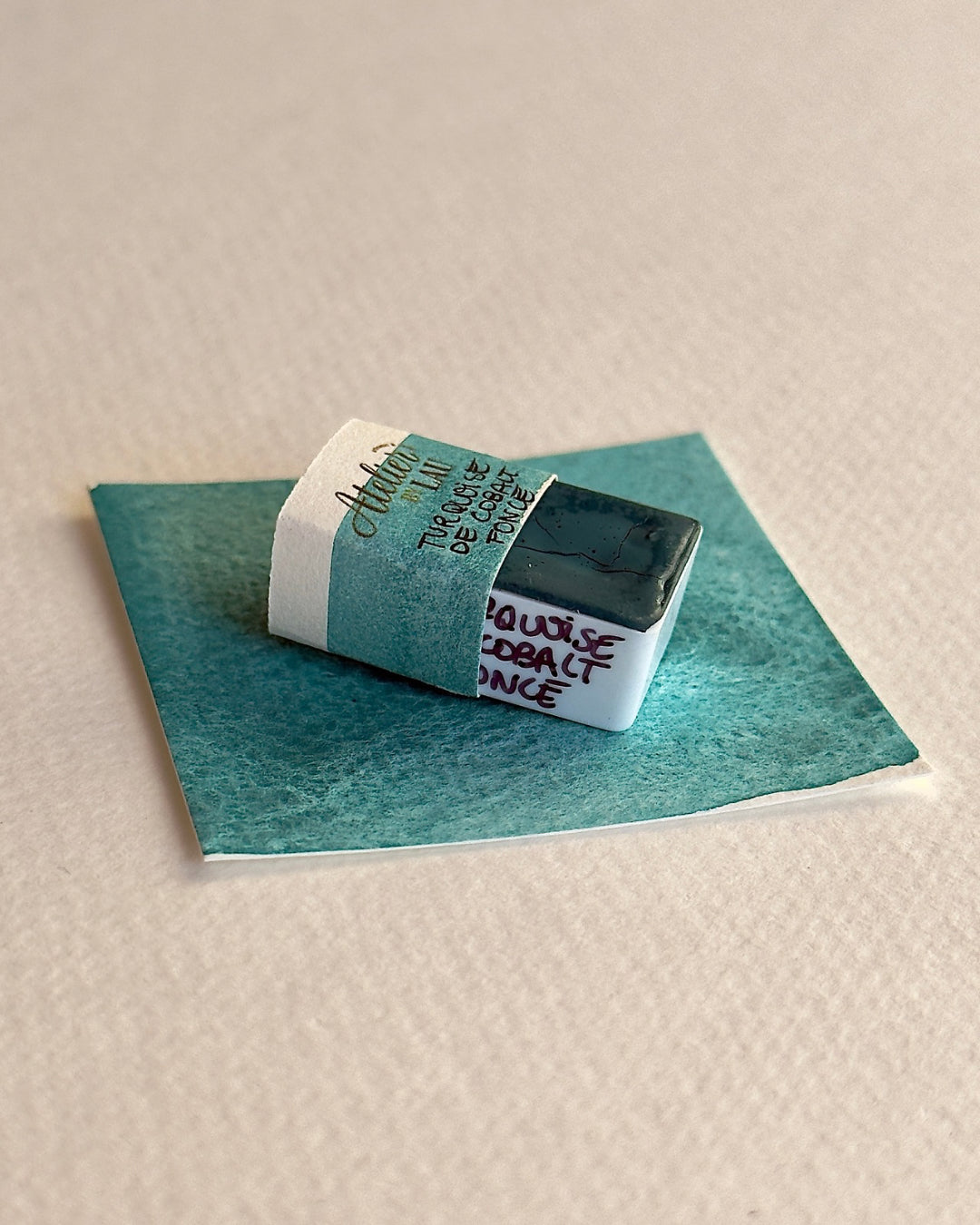 Aquarelle artisanale - Turquoise de cobalt foncé