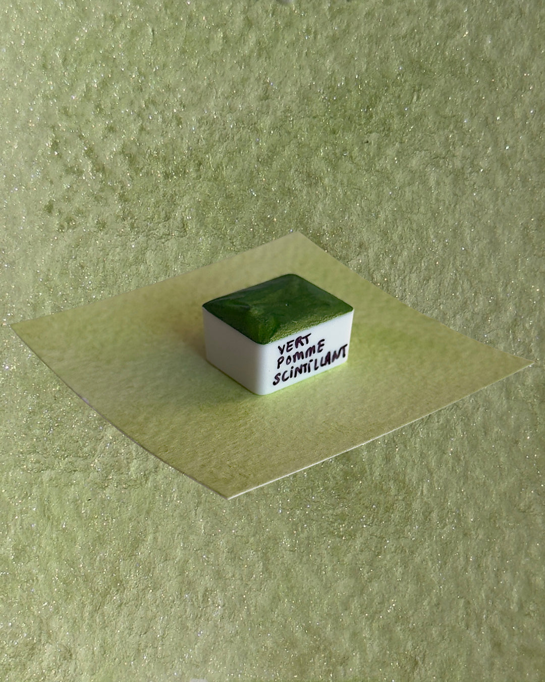 Aquarelle artisanale - Vert pomme scintillant