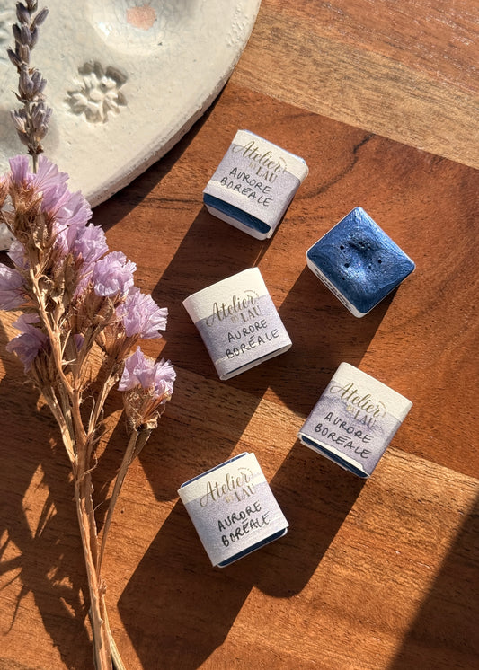 Aurora Borealis Handmade Watercolor Pan (Mica) - Shimmer Effect