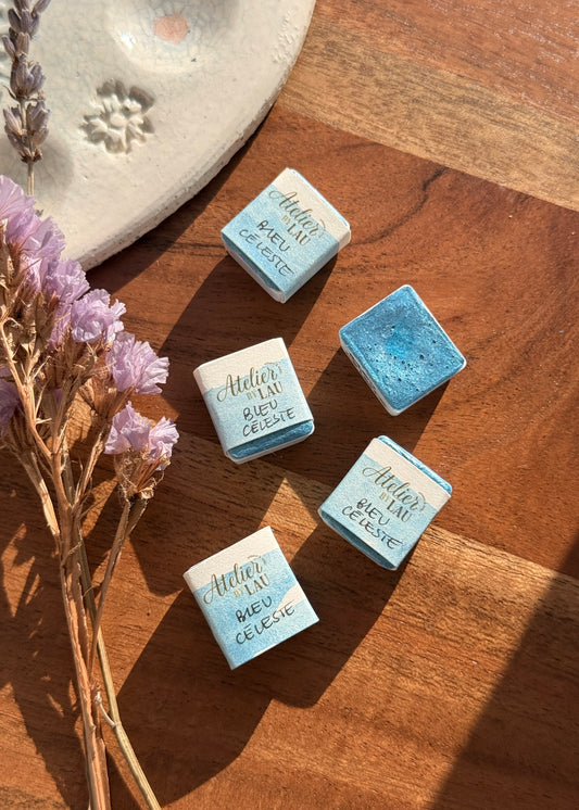 Godet d’aquarelle artisanale Bleu Céleste (mica) NEW✨