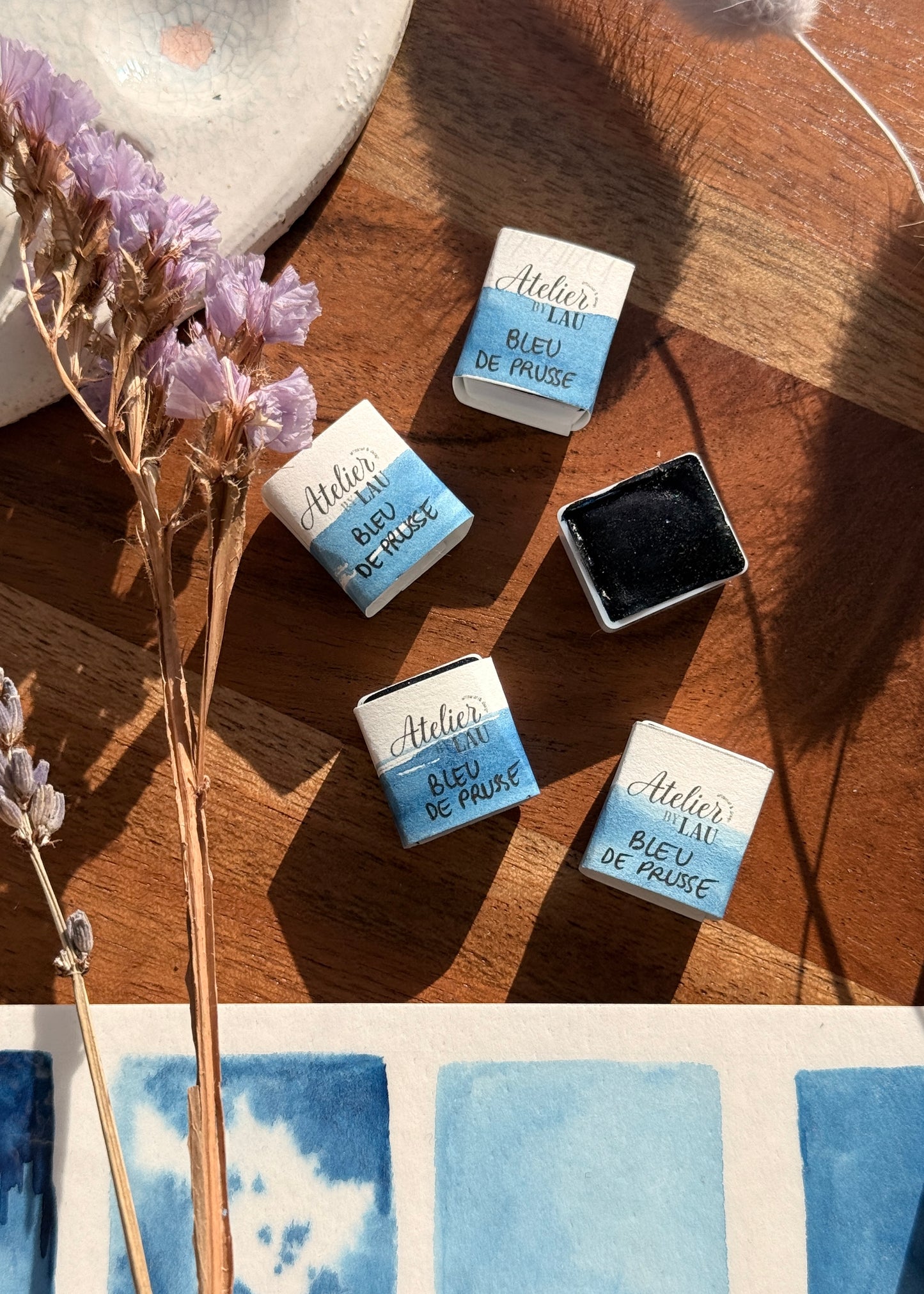 Prussian Blue Handcrafted Watercolor Pan - Extra Fine Pigments