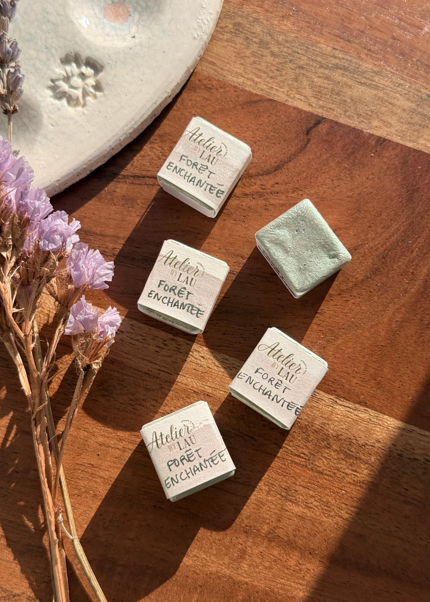 Godet d’aquarelle artisanale Forêt Enchantée (mica)