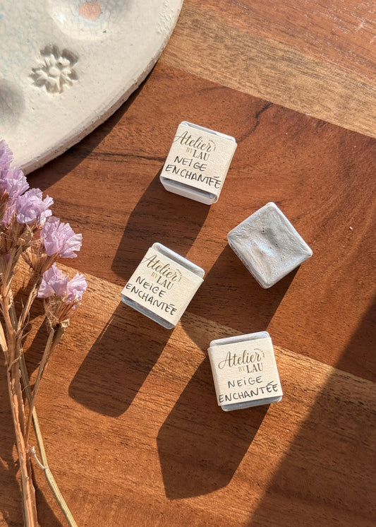 Godet d’aquarelle artisanale Neige Enchantée (mica)