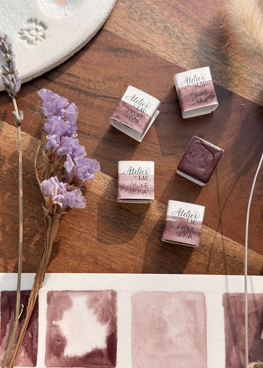 Godet d’aquarelle artisanale Prune Sépia NEW✨