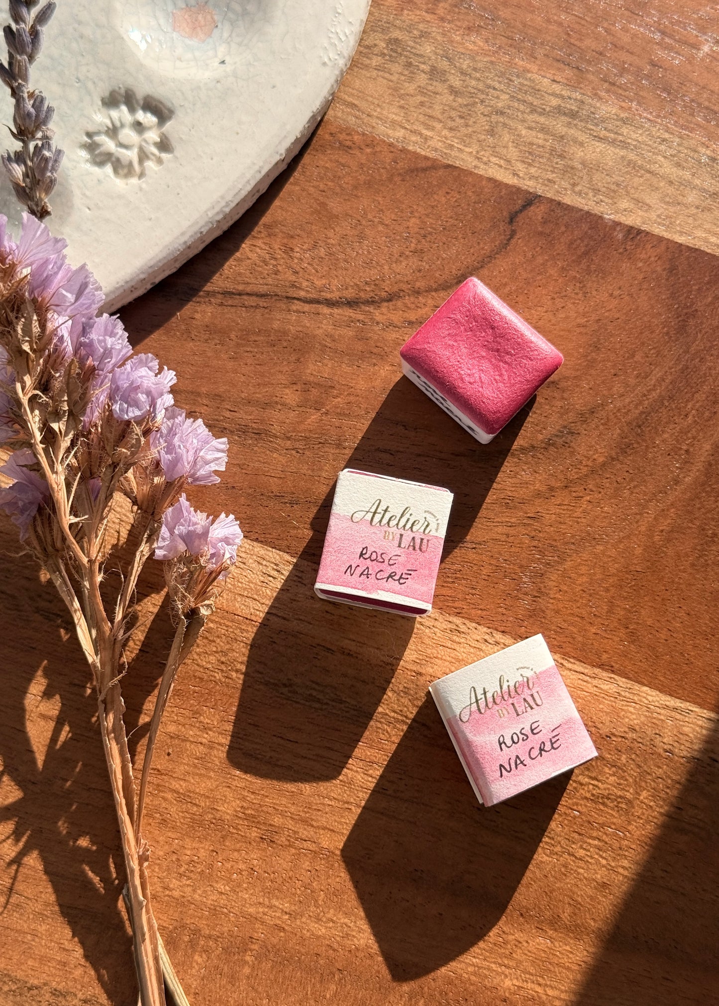 Godet d’aquarelle artisanale Rose Nacré (mica)