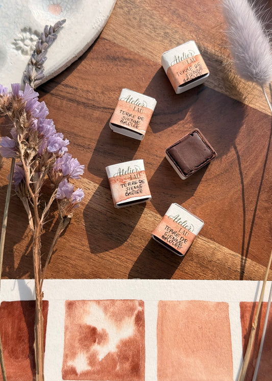 Godet d’aquarelle artisanale Terre de Sienne Brûlée