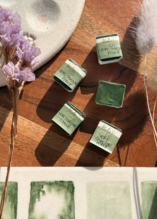 Godet d’aquarelle artisanale Vert chrome foncé NEW✨