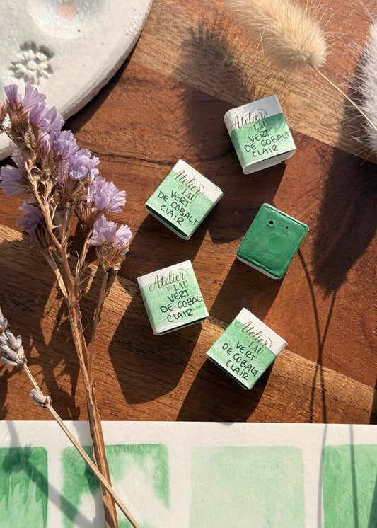 Godet d’aquarelle artisanale Vert de cobalt clair